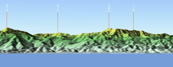 瀬戸内海海上から石鎚山　カシバ－ド画像