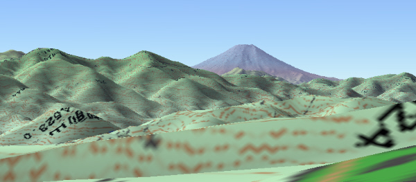 犬目宿に降りたところでは、峠の頂とほぼ同じ富士山