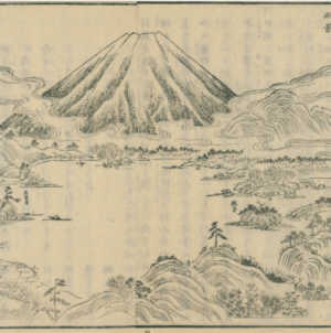 椿椿山「御坂嶺河口湖両景」の構図
