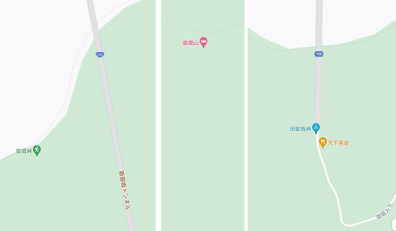 図３４　Google　マップの御坂山周辺　