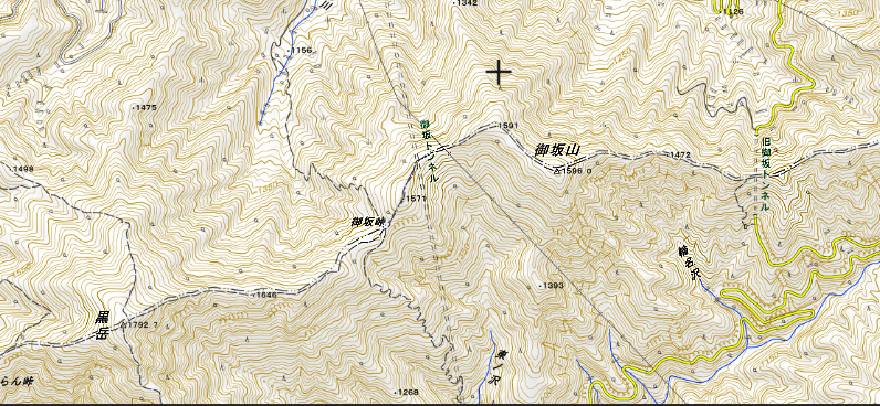 図２６国土地理地図の御坂山周辺
