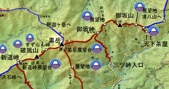 御坂峠の地図表示