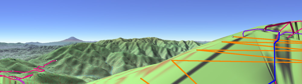 「26丁目来迎谷」から「27丁目ご中道」の鳥居と富士山をカシバードで撮影した画像