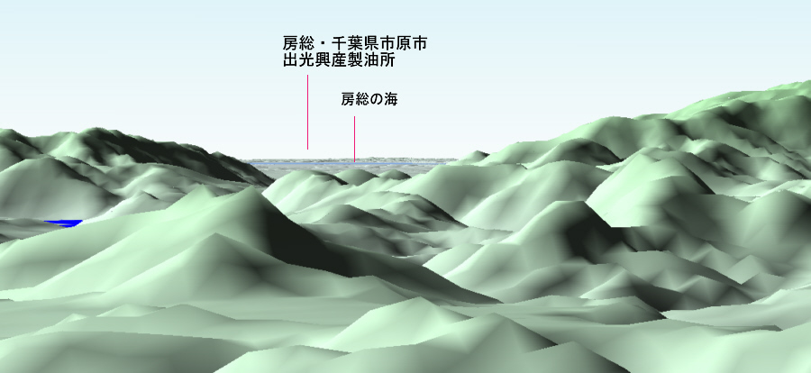 カシバードで作成した君恋温泉からの景観、房総の海