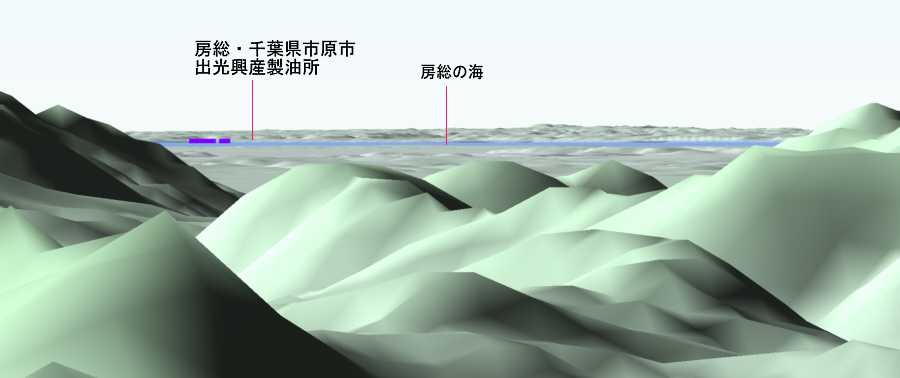 カシバードで作成した君恋温泉からの景観、房総の海