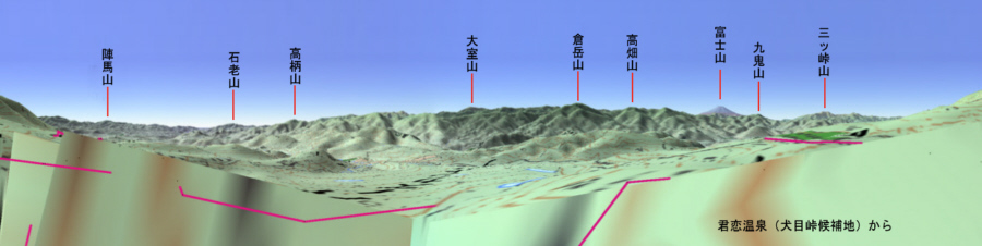 カシバードで作成した君恋温泉からの景観