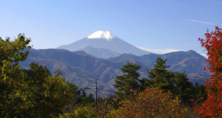 犬目峠があったと思われる君恋温泉からの富士山