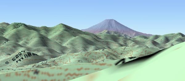 峠の頂付近からは犬目地区で見える富士山