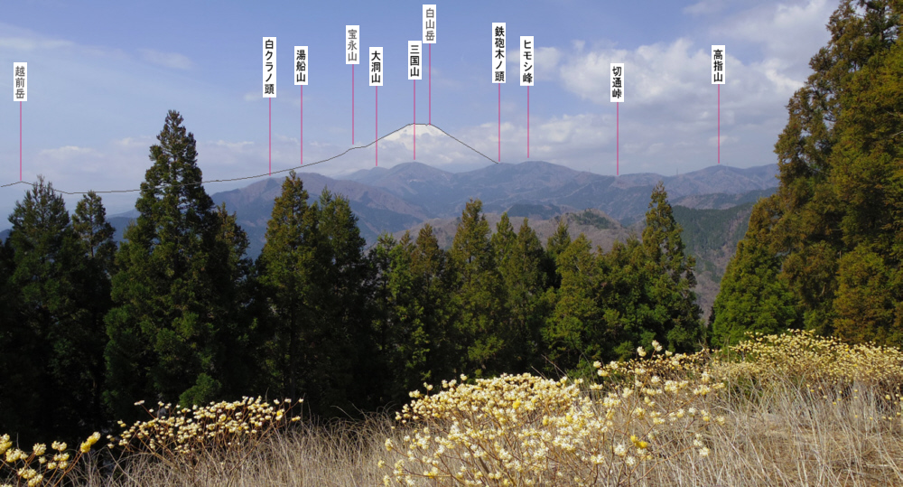 ミツバ岳山頂からno山座同定