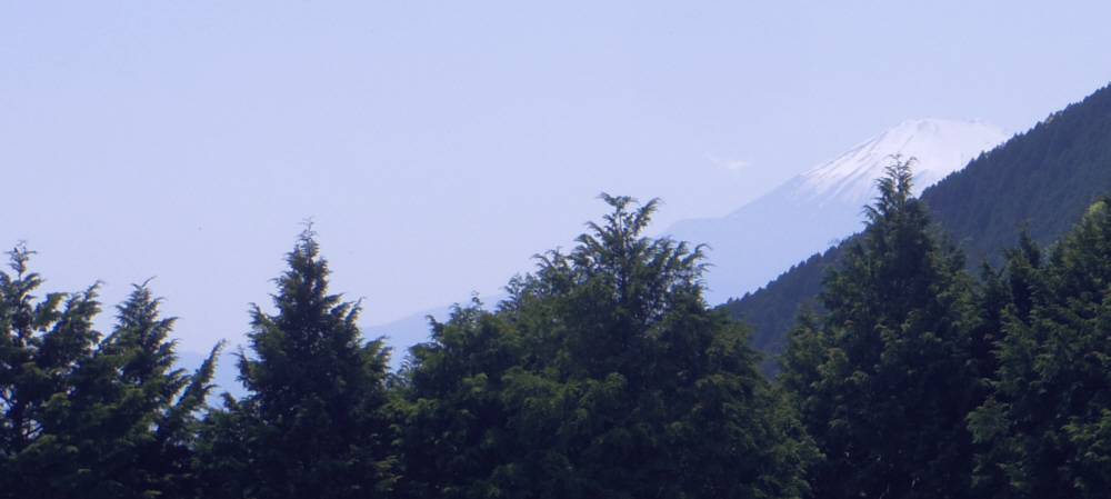シダンゴ山からの富士山。富士山の左のすそ野がジュモクデ分断さてれています。