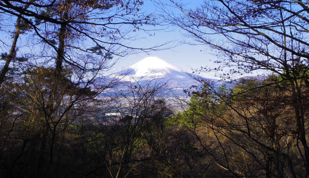 古道の途中の富士山