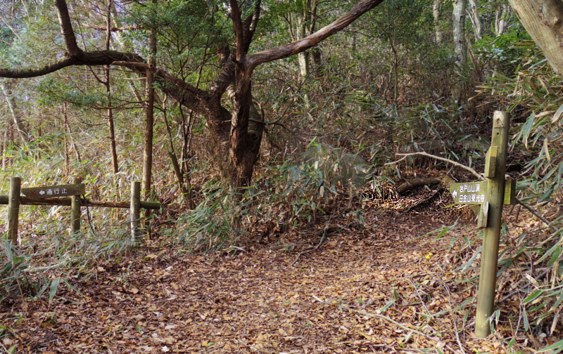 岩戸山山頂・日金山東光寺の登り口