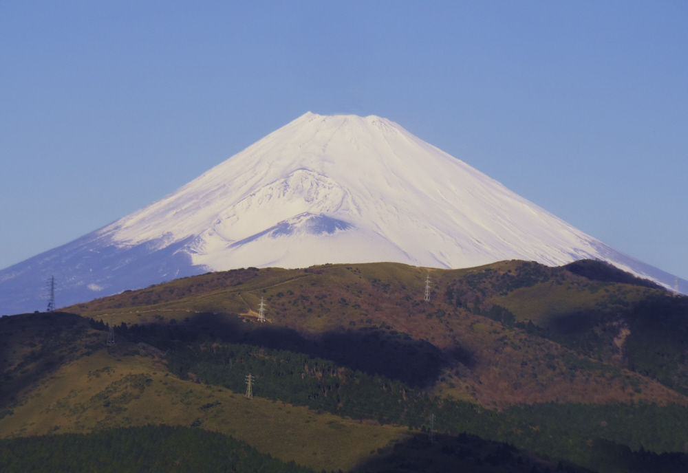岩戸山山頂手前の鉄塔からの富士山。