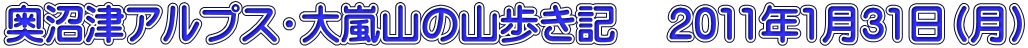 奥沼津アルプス・大嵐山の山歩き記　 2011年1月31日（月）