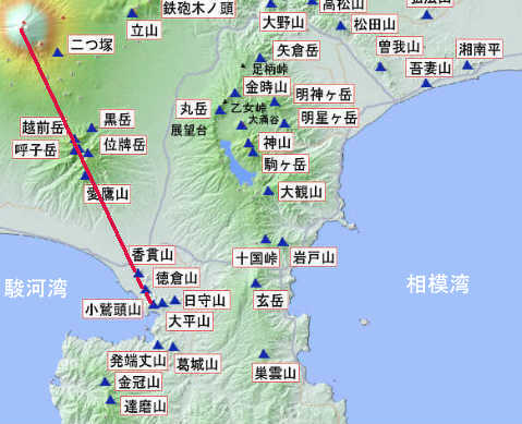 富士山と沼津アルプスの地図