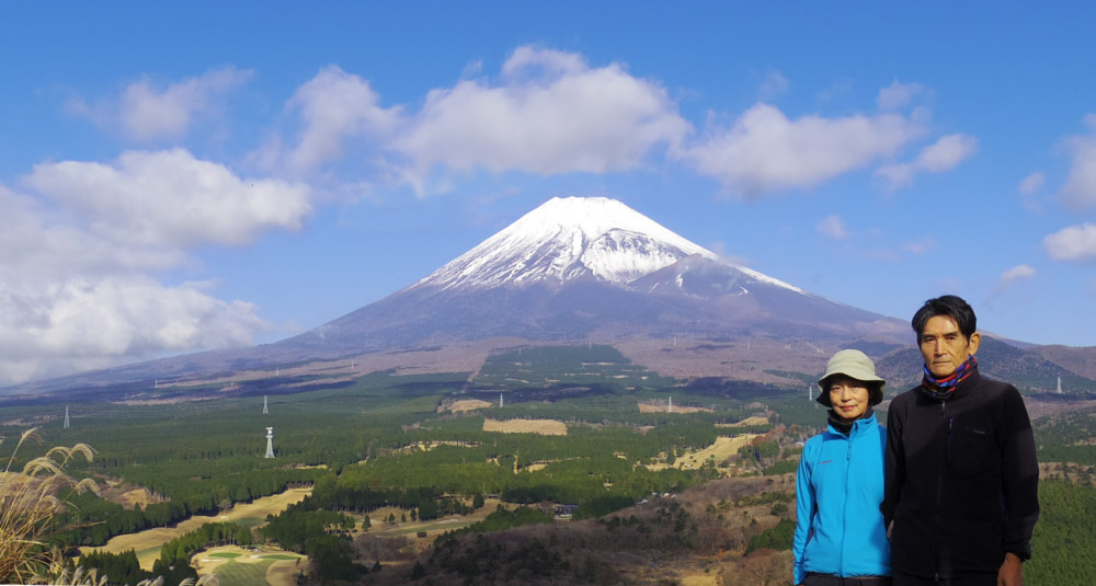 十里木高原展望台からの富士山と記念撮影