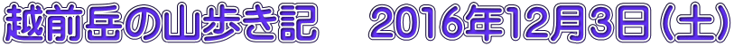 越前岳の山歩き記 2016年12月3日(土)