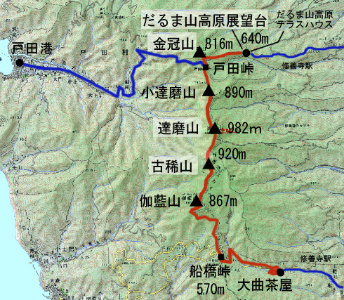 達磨山の登山コ－ス